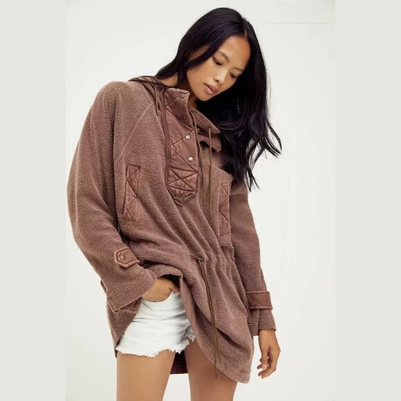 We the free Sadie Surplus jacket, sweatshirt-dress, tunic in brown, size medium - Picture 1 of 16